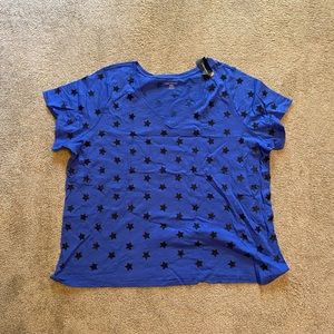NWT Lane Bryant T-shirt, blue with black glitter stars